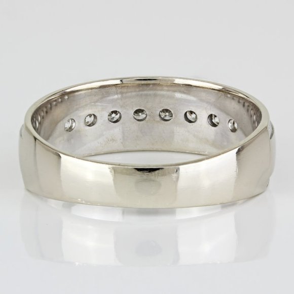 14k White Gold Milgrain Diamond Wedding Band Ring by Tessler + Weiss - Picture 6 of 9